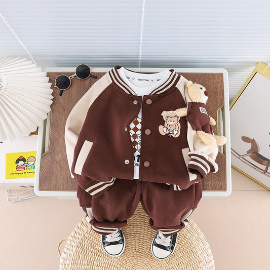 Children Fashionable Long Sleeve Three-piece Sweater Set