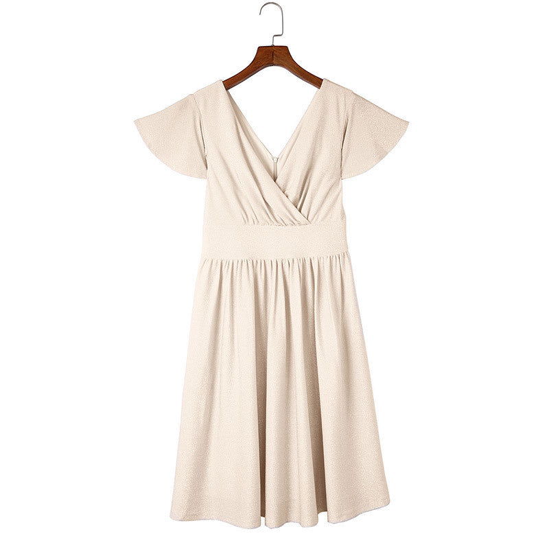 Sexy Deep V-neck Knee-length Midi Dress For Women