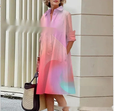 Colorful Blooming Summer Comfortable Shirt Dress