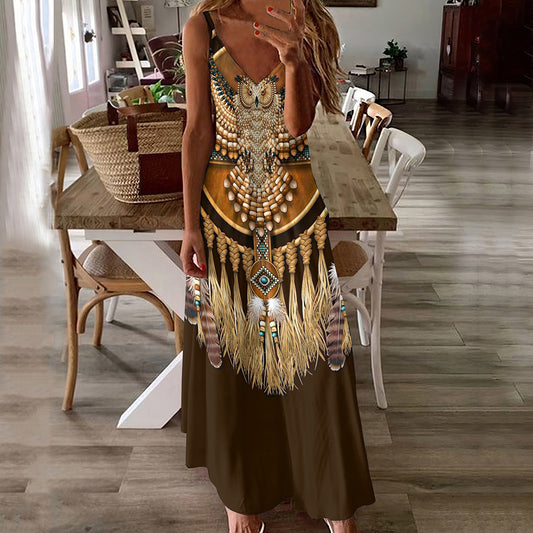 Summer Casual Printed Camisole Long Dress