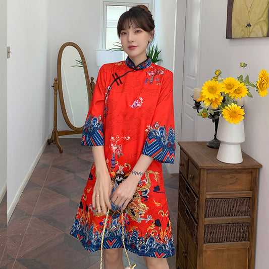 Tang Suit National Style Retro Girl Young Cheongsam