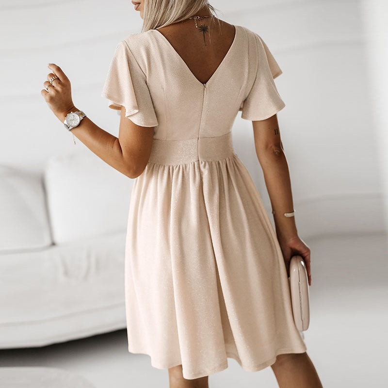 Sexy Deep V-neck Knee-length Midi Dress For Women