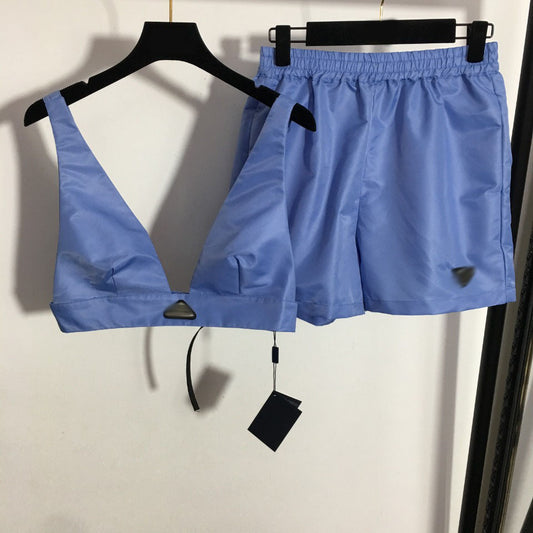 Letter Triangle Label Sling Lingerie Elastic Waist Casual Shorts