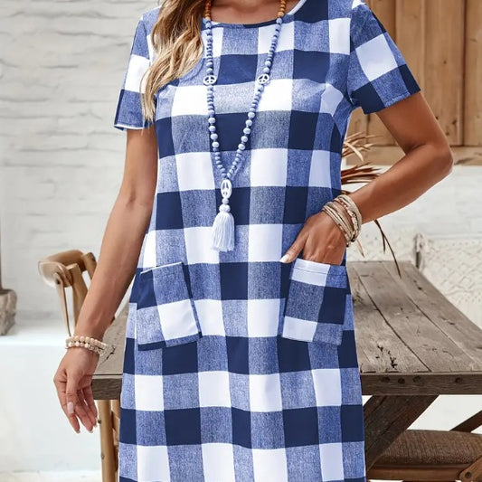 Elegant Plaid Midi Tent Dress