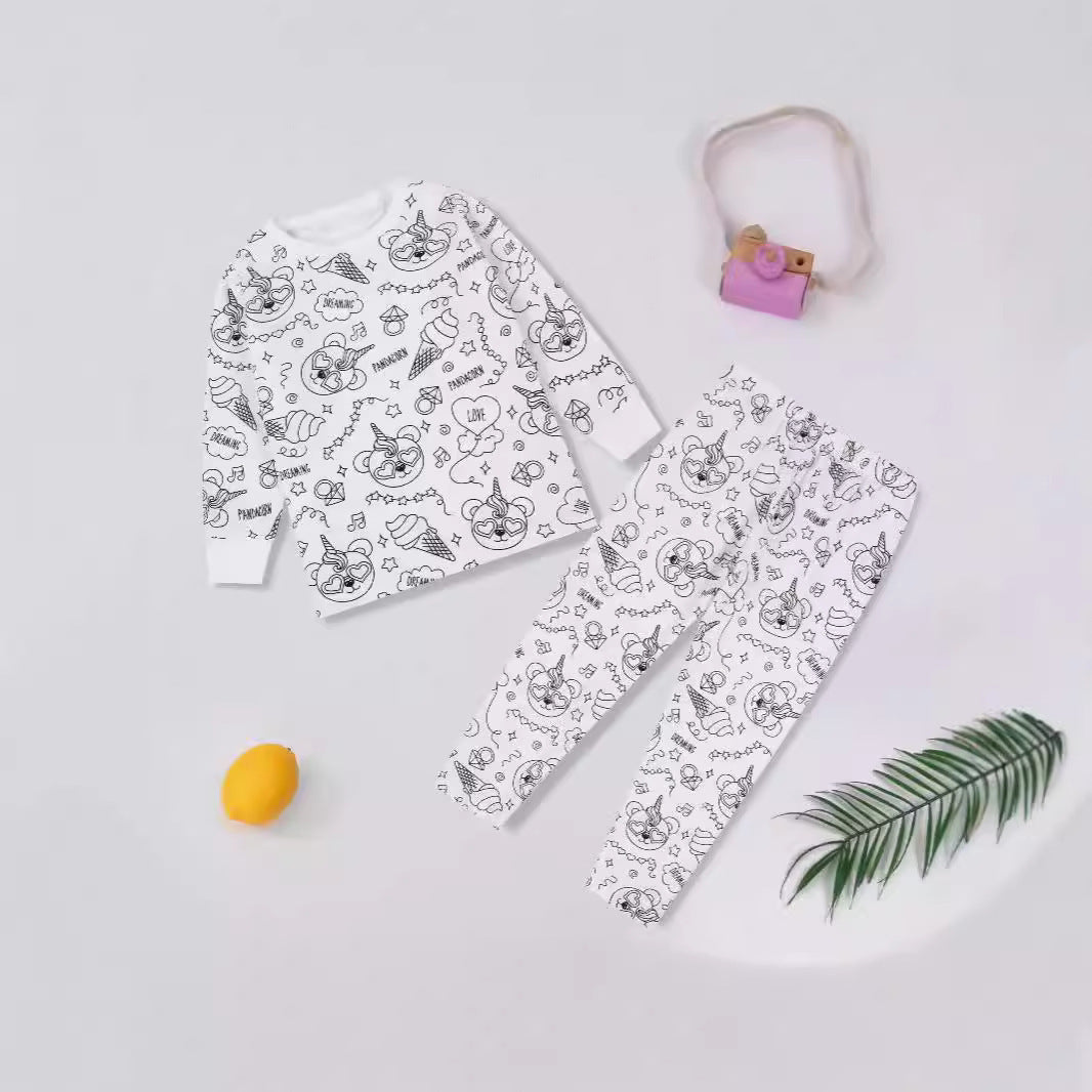 Girls Sketch Coloring Comfortable DIY Hand-painted Graffiti Suit