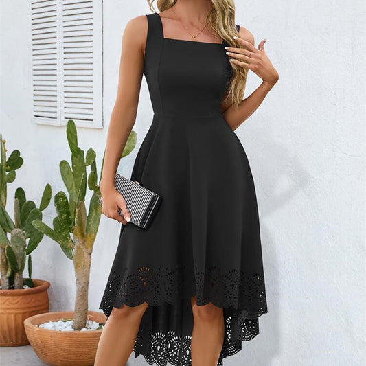 Elegant Irregular Pendulous Burnt-out Dress Lady