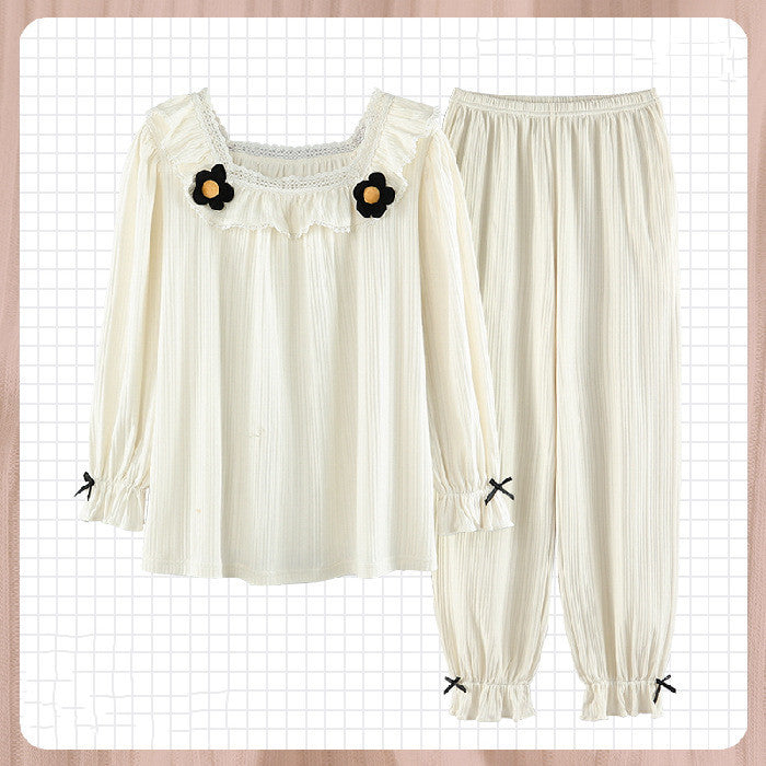 Palace Pajamas Women Spring And Autumn Korean Style Cotton Long Sleeves