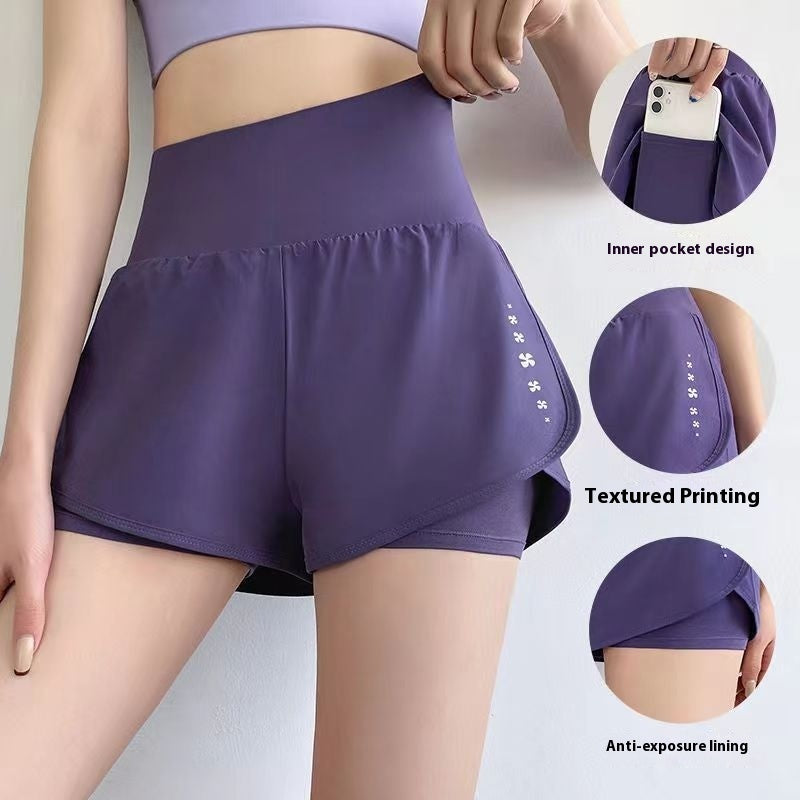 Women's Fitness Sports False Two-piece Suit Anti-exposure Shorts